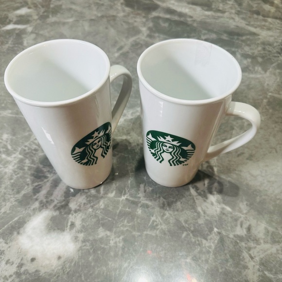 Set Of 2 - STARBUCKS Coffee Mug Cup Mermaid Logo 16 Oz White - 2020 - Picture 1 of 3